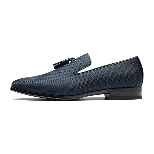 Men's Microfiber Tassle Dress Loafers - NAVY - 2